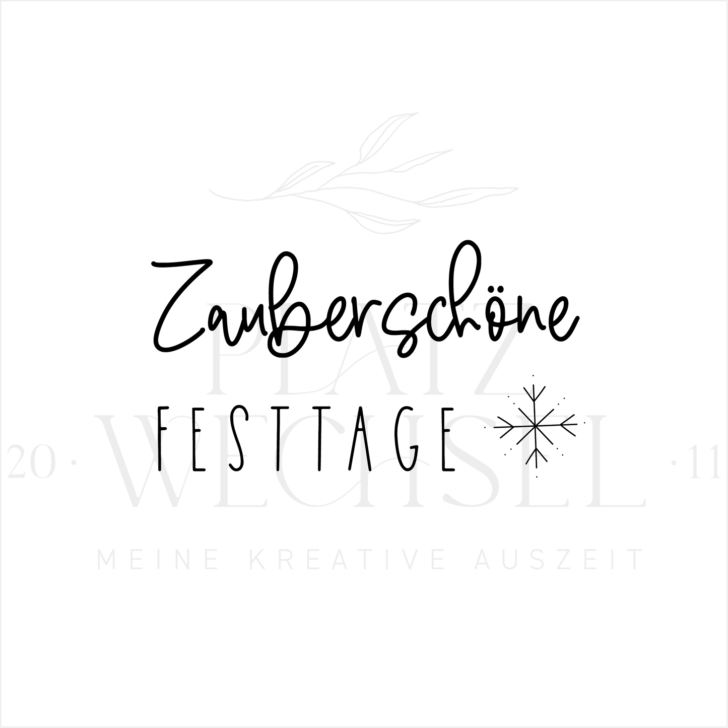 Piktogramm von Stempel "Zauberschöne Festtage" mit Schneeflocke als Motiv.