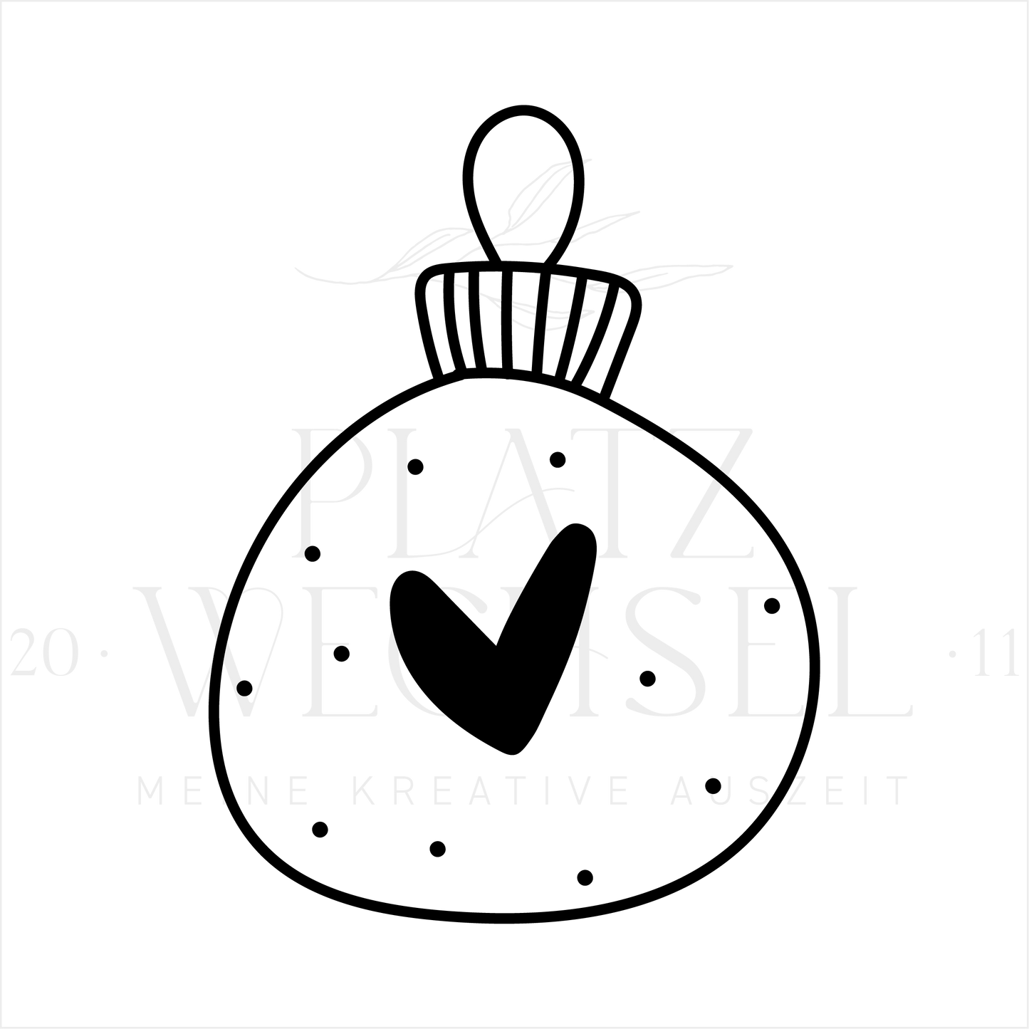 Holzstempel | Kugel mit Herz | 3 x 3 cm