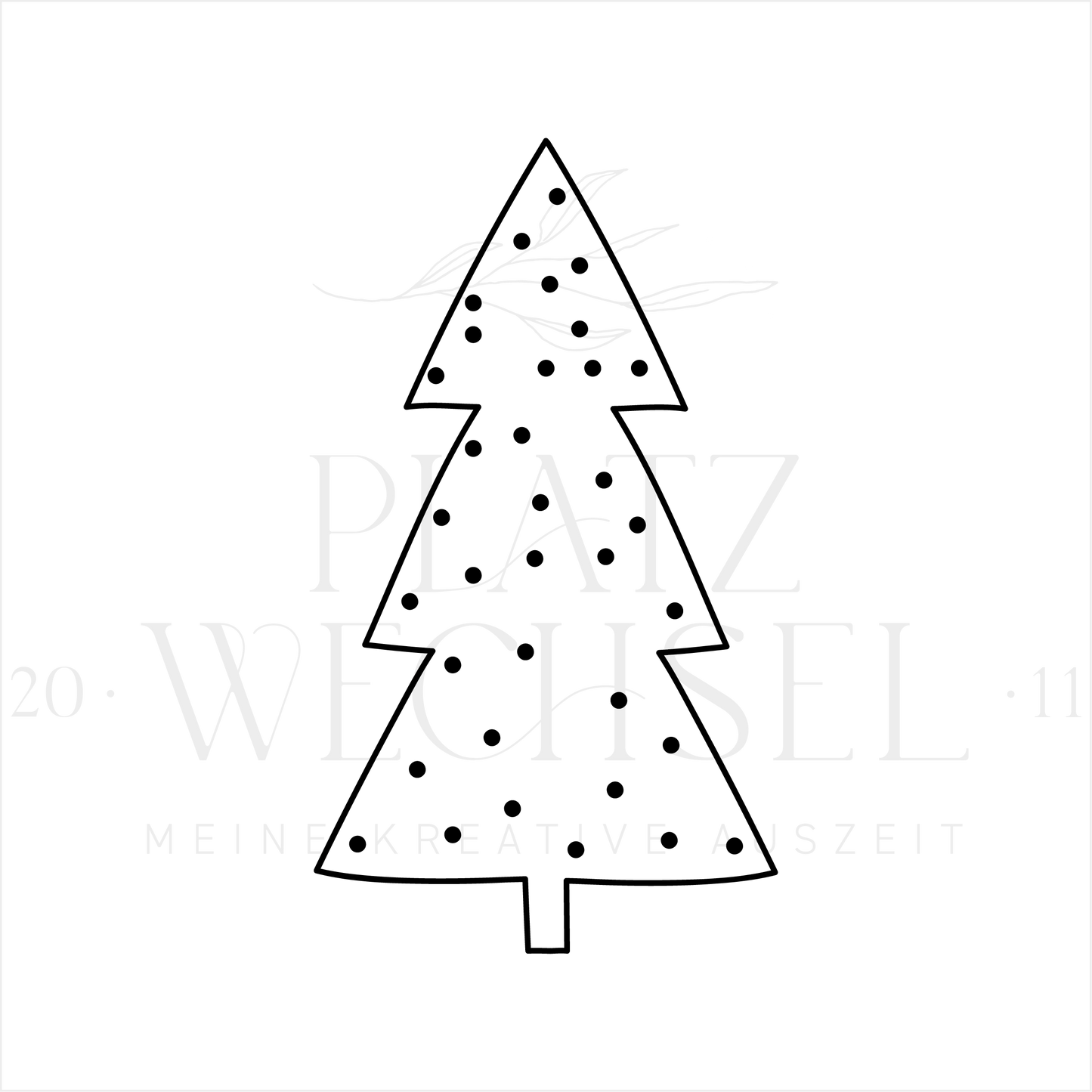 Holzstempel | Tanne mit Punkten | 3 x 6 cm