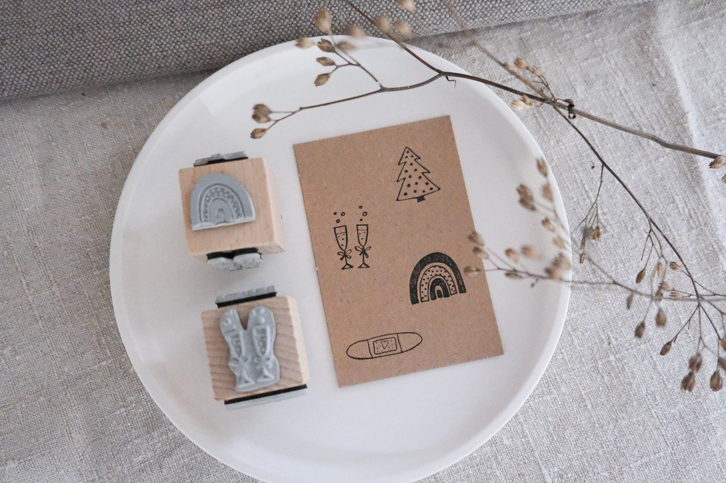 Würfel Holzstempel | 4 Motive | 3 x 3 cm