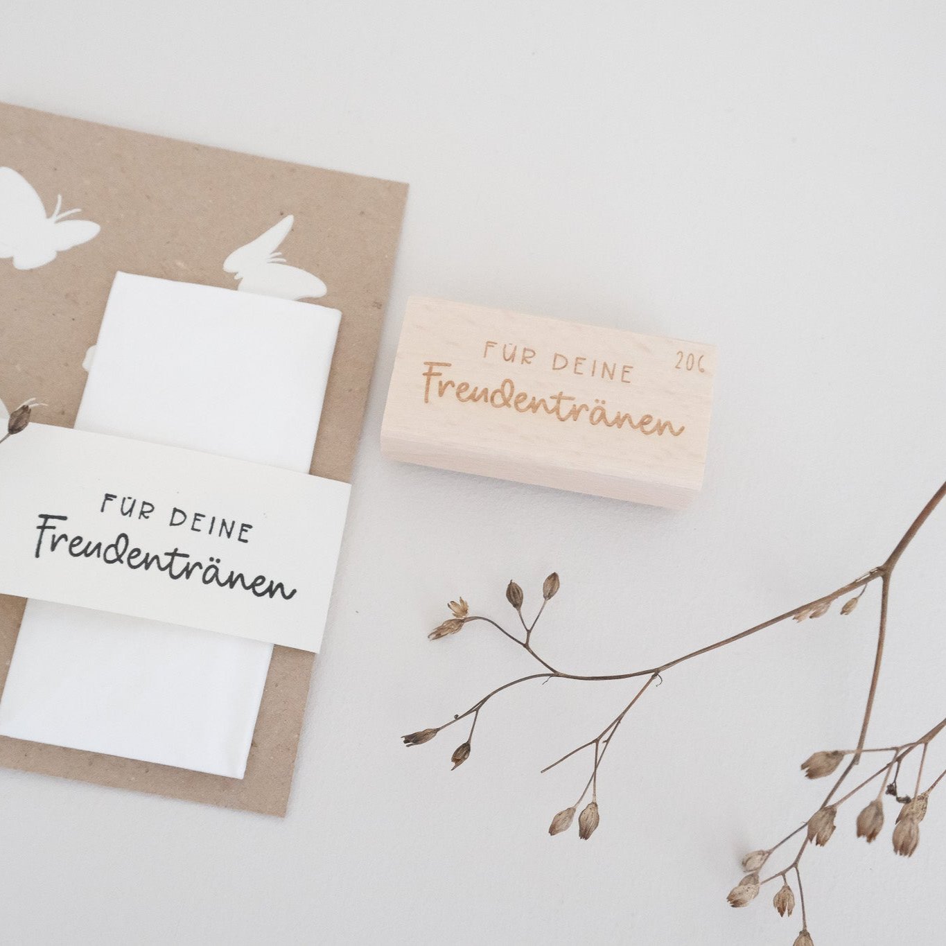 Holzstempel 3x6cm; für deine Freudentränen.