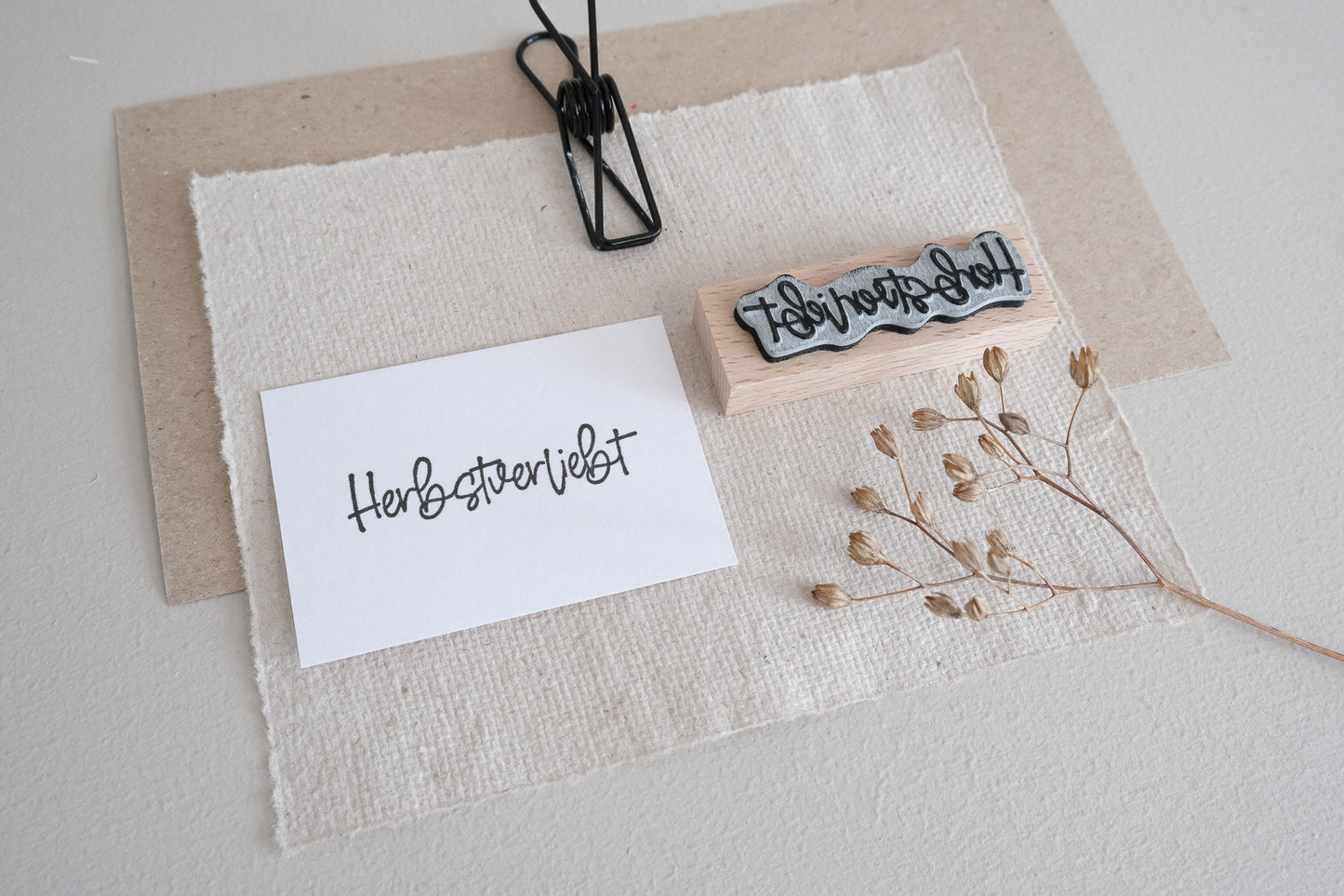 Holzstempel Text "Herbstverliebt"