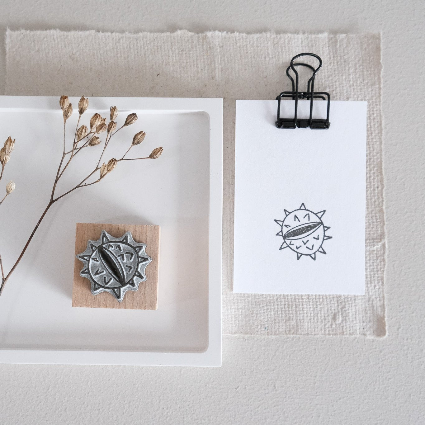 Holzstempel 3 x 3 cm mit Kastanienmotiv