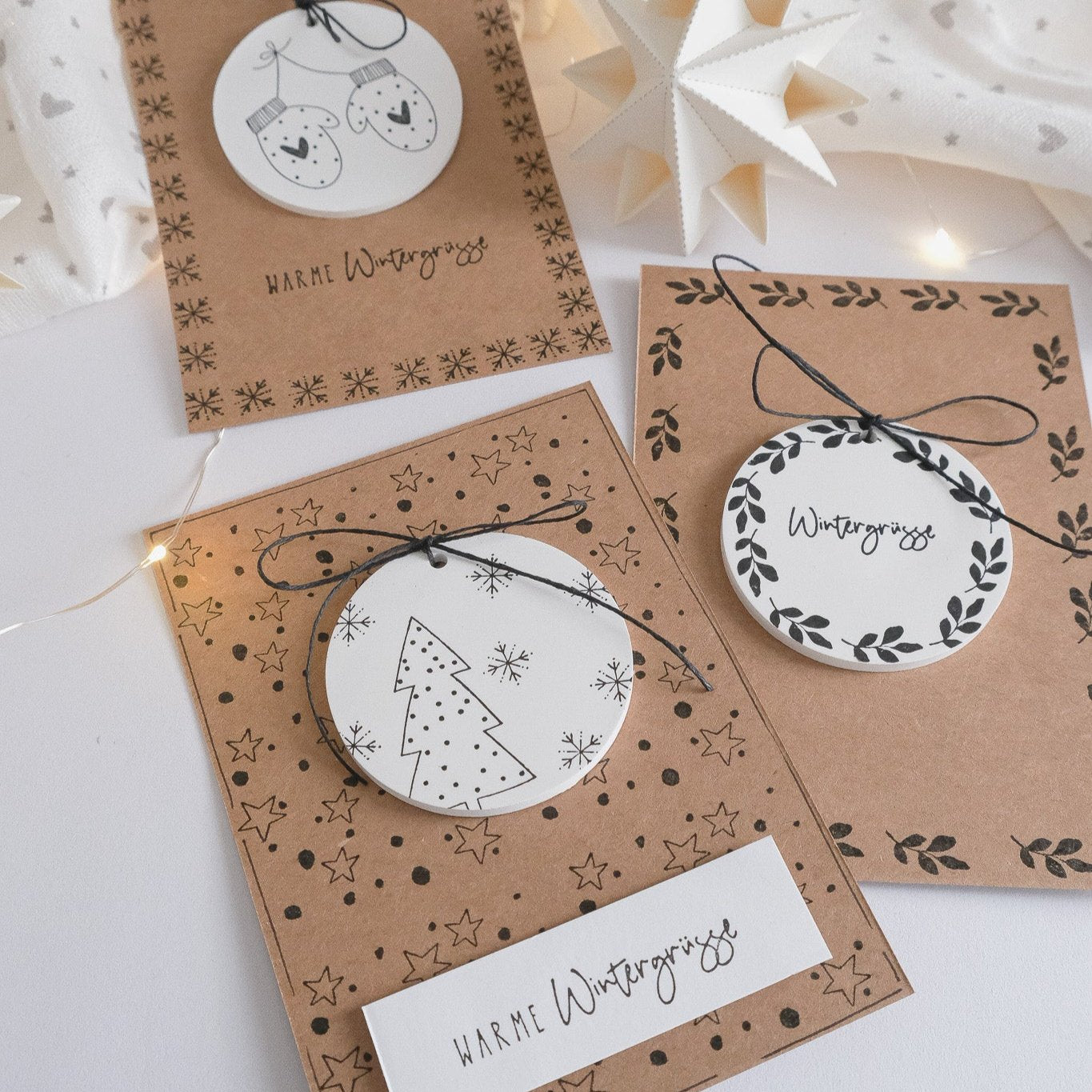 Bastelbeispiel zum Textstempel Warme Wintergrüsse.