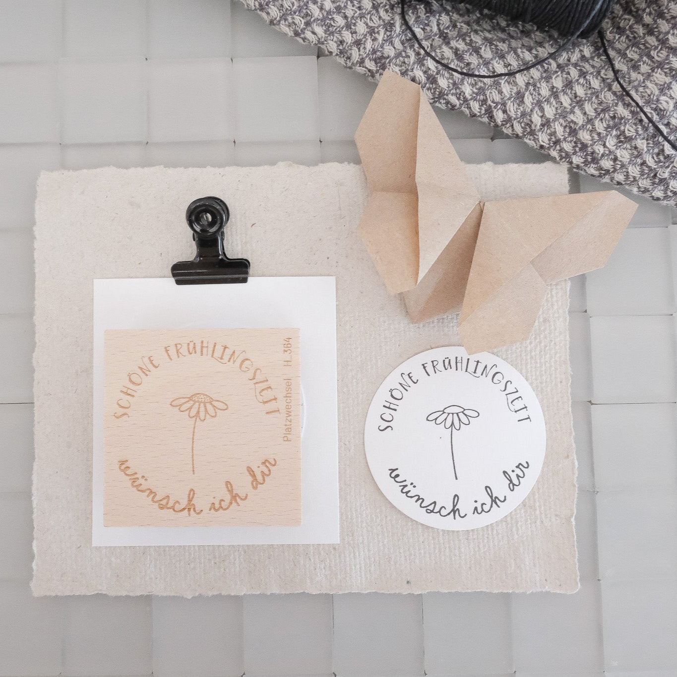 Holzstempel | Schöne Frühlingszeit wünsch ich dir | 5 x 5 cm