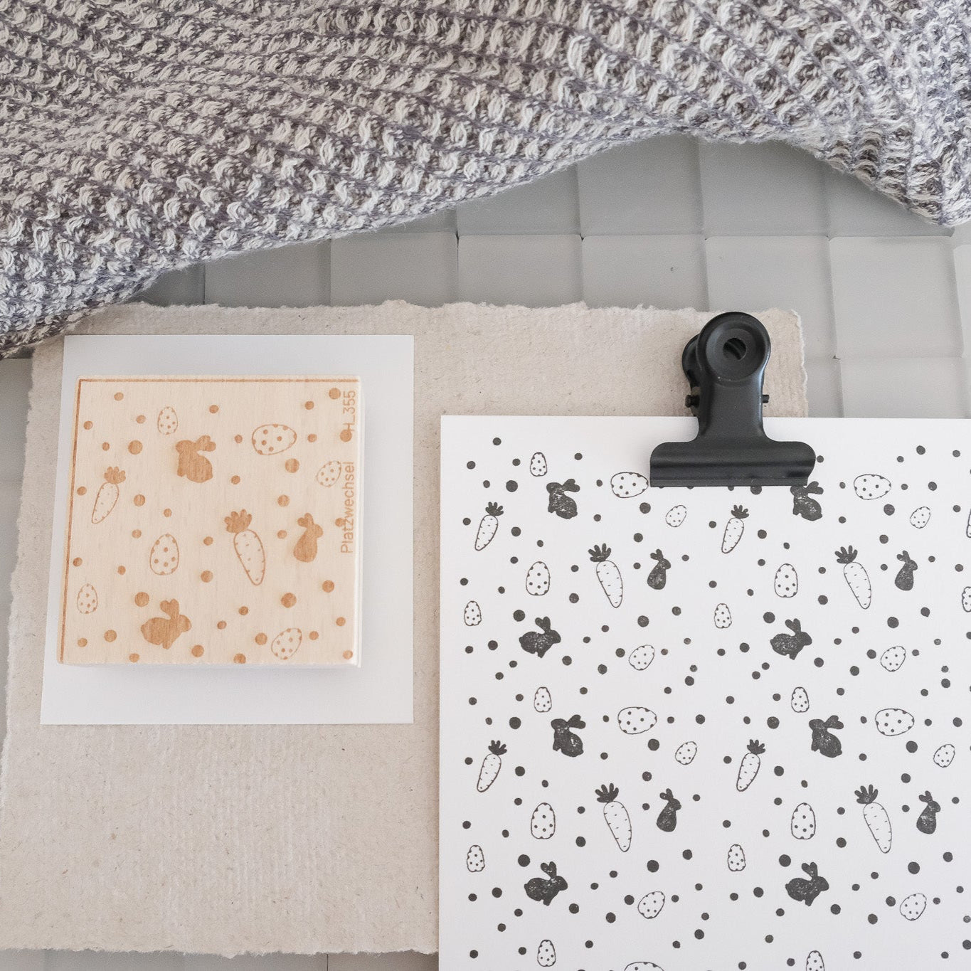 Holzstempel | Hintergrund Stempel Ostern | 5 x 5 cm
