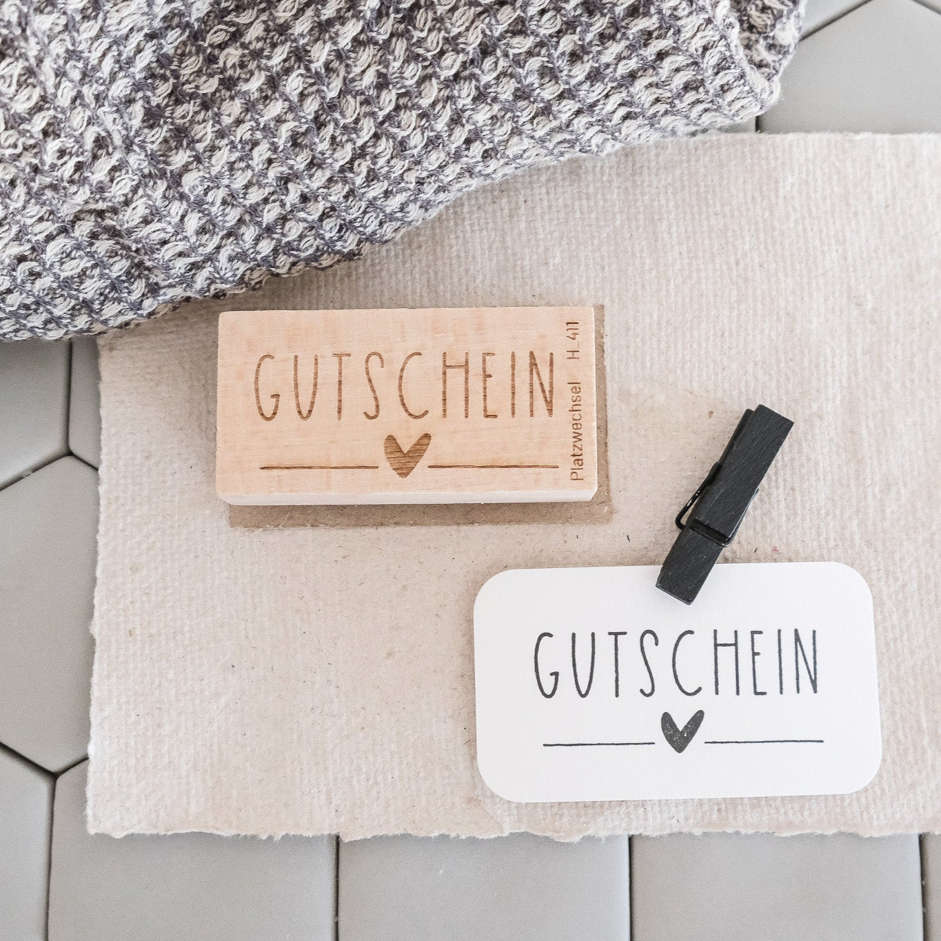 Holzstempel | Gutschein | 3 x 6 cm
