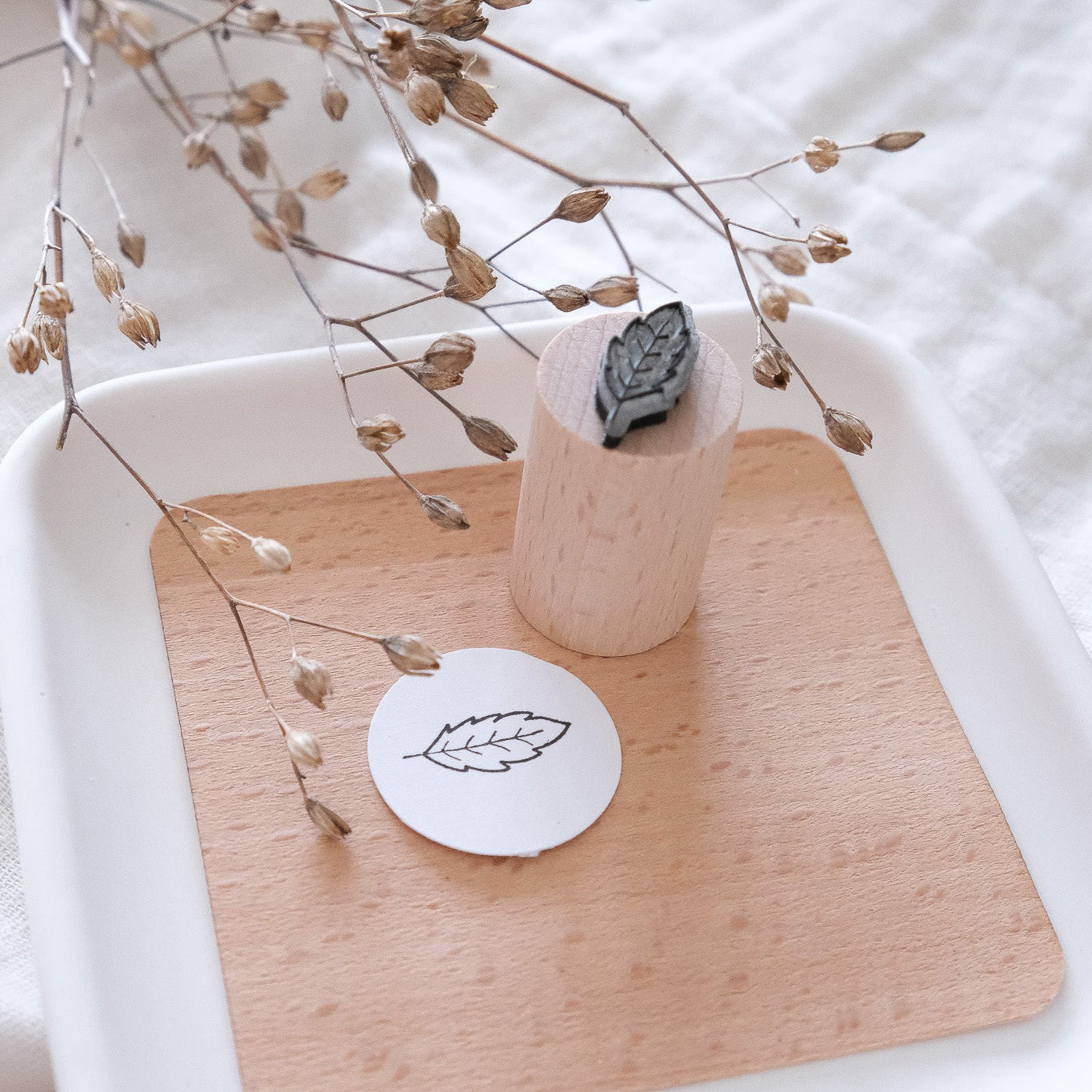 Ministempel 2 cm mit Blatt