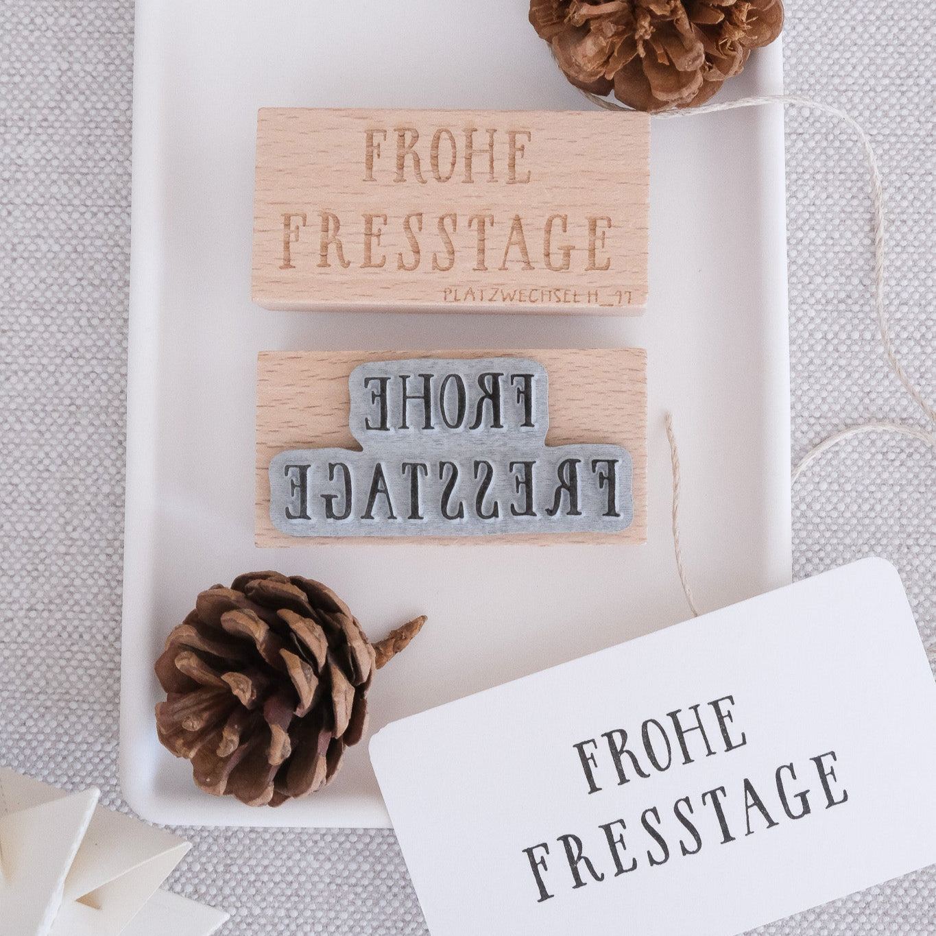 Holzstempel | Frohe Fresstage | 3 x 6 cm