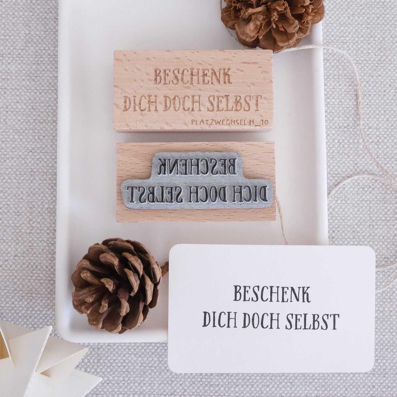 Holzstempel | Beschenk dich doch selbst | 3 x 6 cm