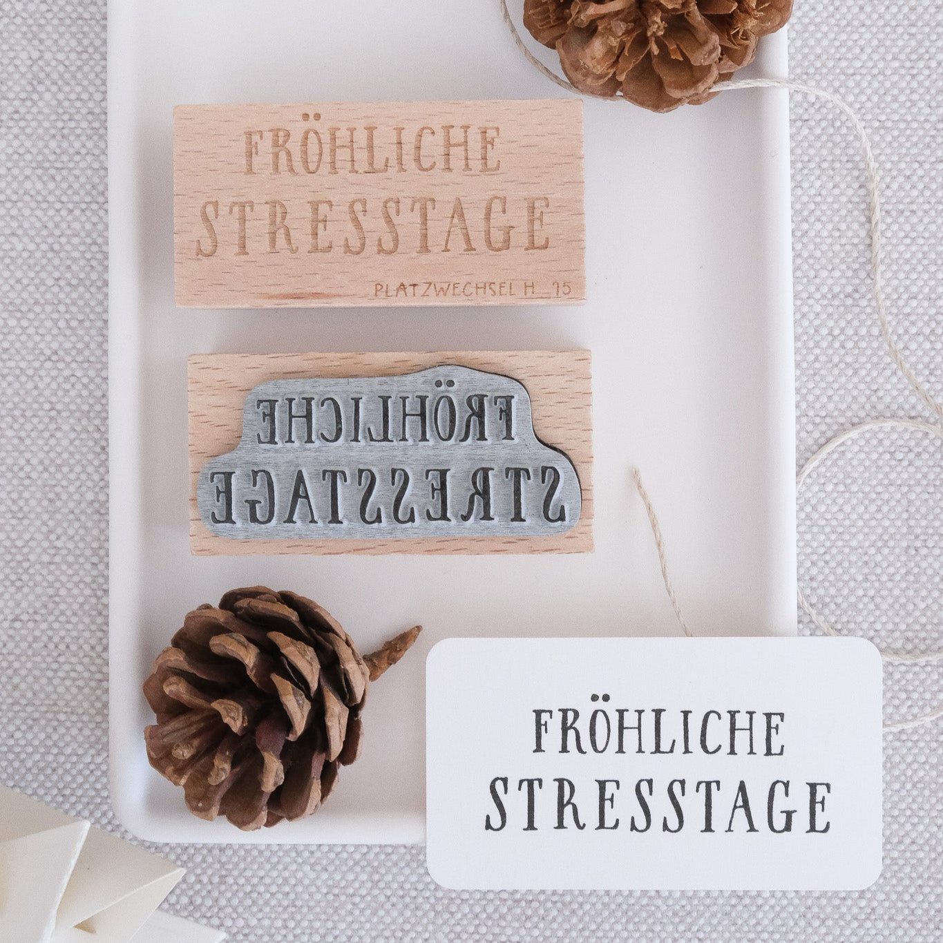 Holzstempel | Fröhliche Stresstage | 3 x 6 cm