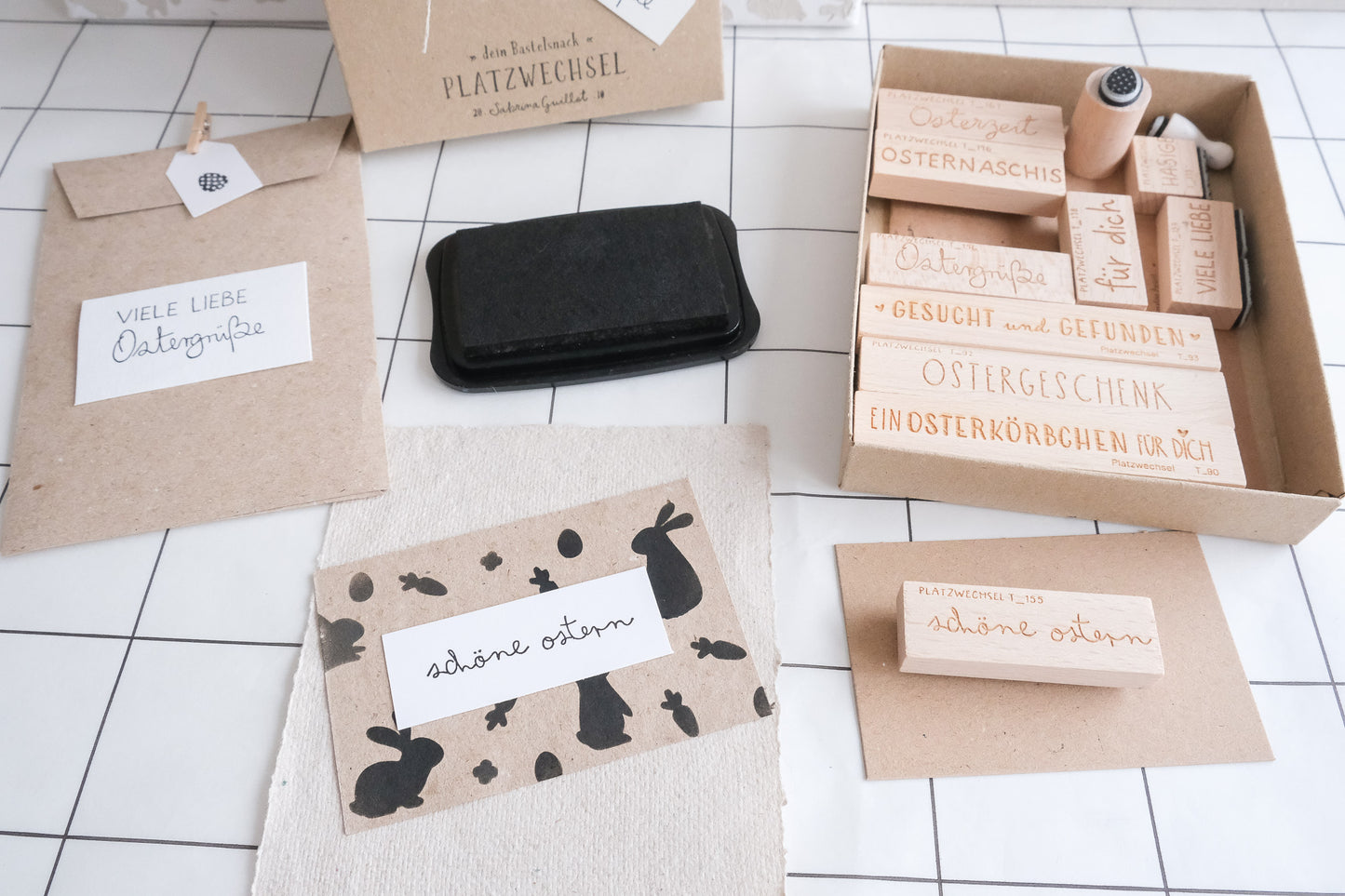 Stempel Set | Box Ostern | 12 Stempel & Gratis Schablone