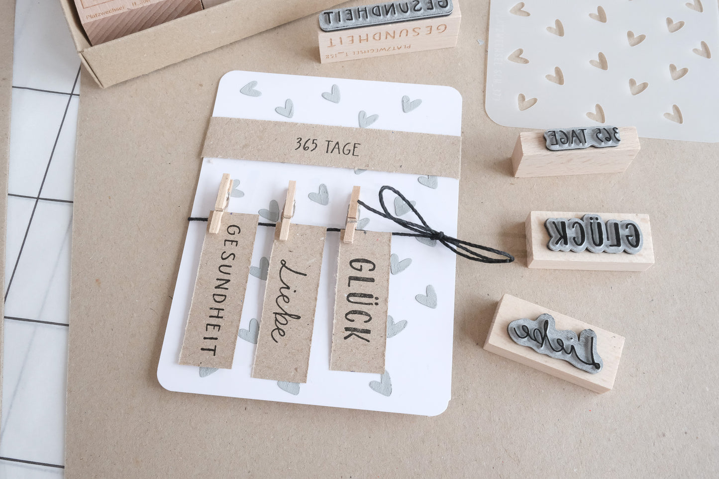 Stempel Set | Box Liebe Nr 07 | 7 Stempel + Gratis Schablone