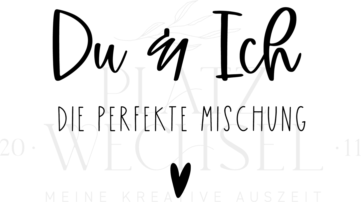 Holzstempel | Du & Ich die perfekte Mischung | 5 x 5 cm