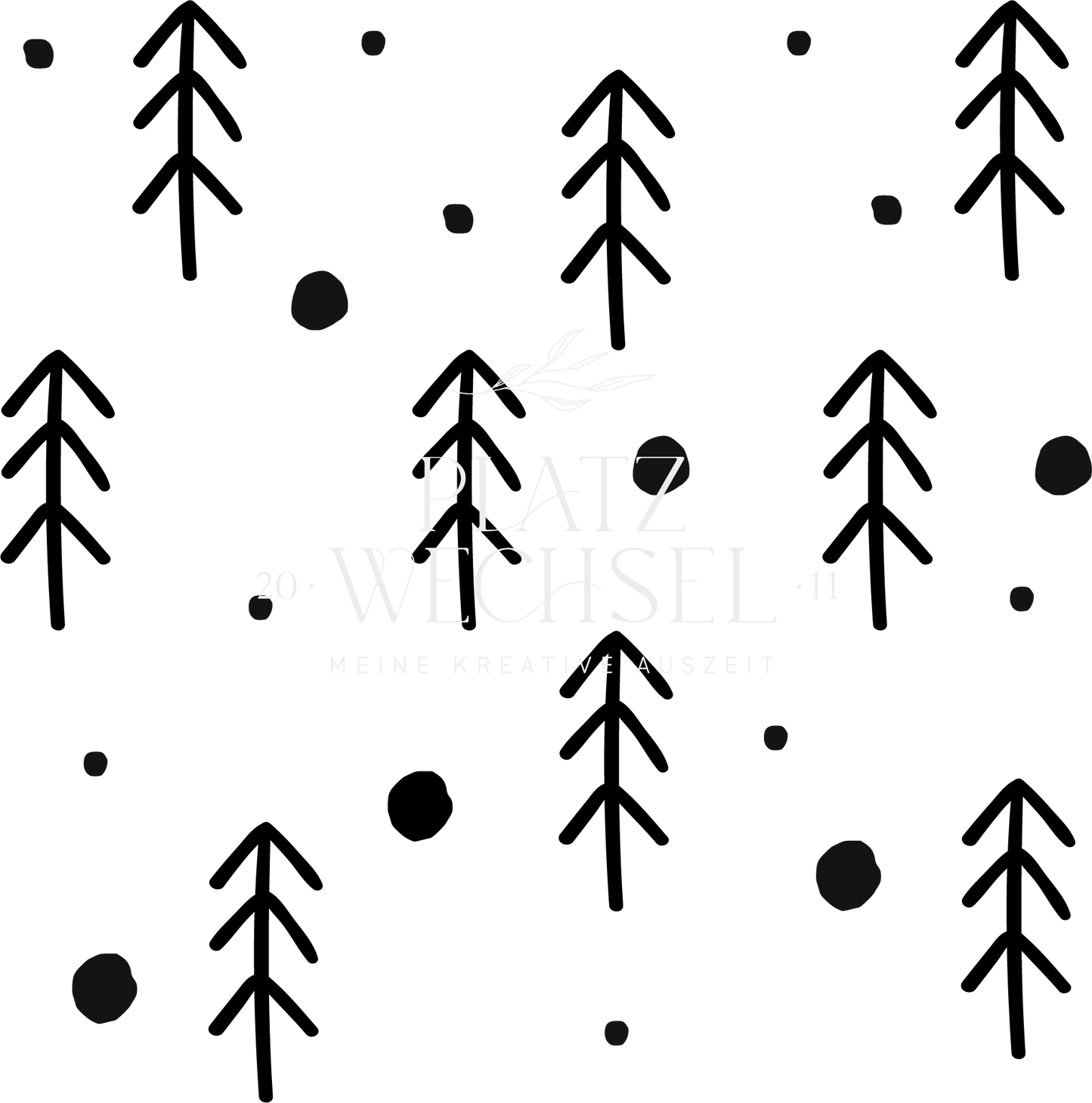 Motiv Tannen und Punkte mit Wasserzeichen