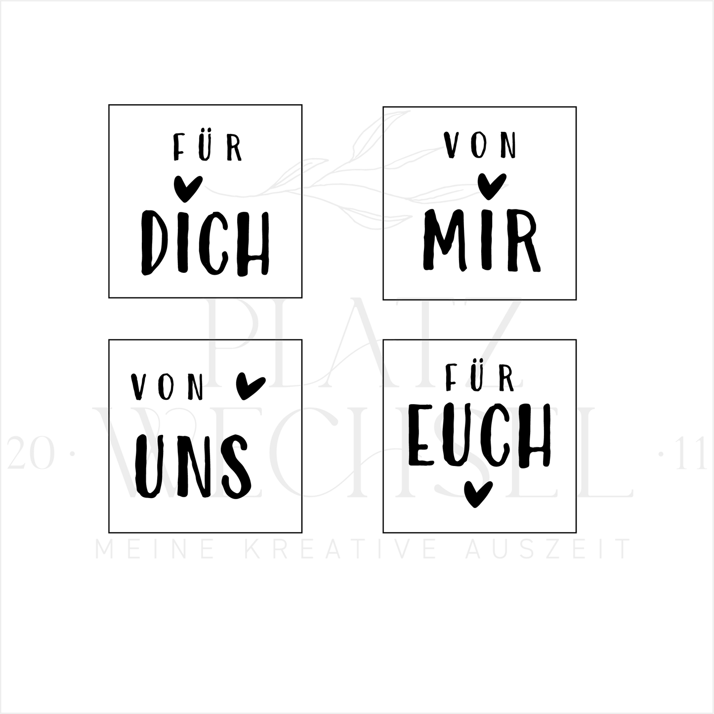 Würfel Holzstempel | 4 Motive | 3 x 3 cm