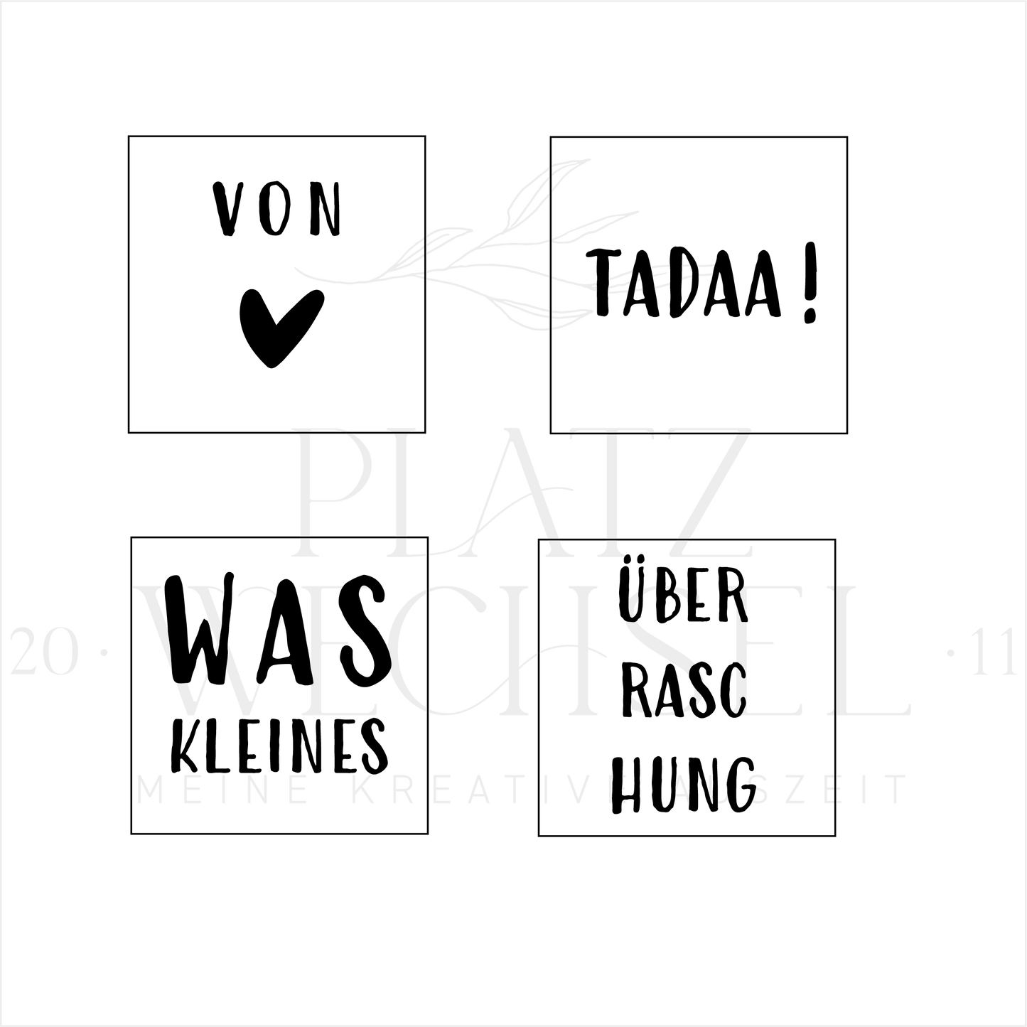 Würfel Holzstempel | 4 Motive | 3 x 3 cm