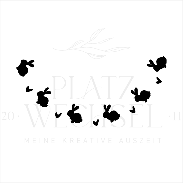 Holzstempel | Halbkranz Häschen | 3 x 6 cm