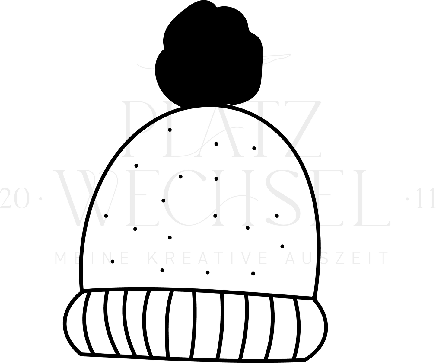 Piktogramm von Holzstempelmotiv Wintermütze.