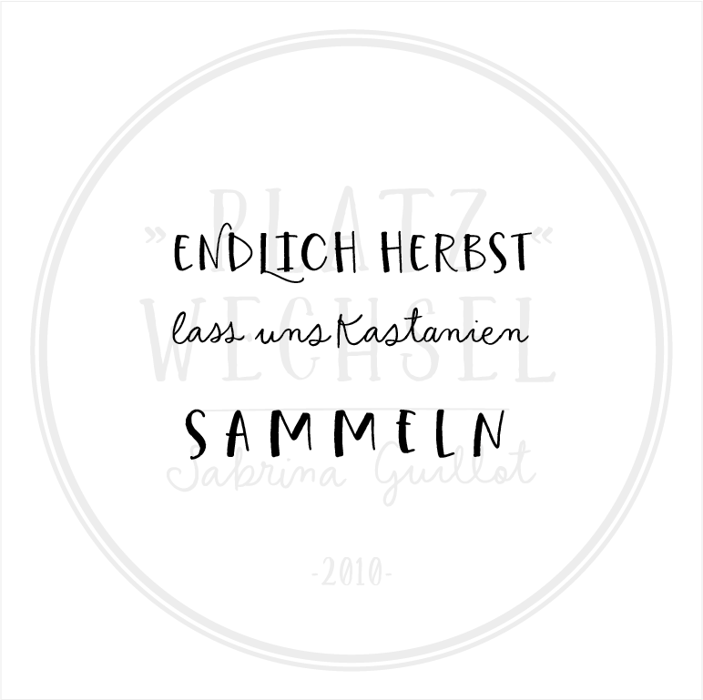 Holzstempel | Endlich Herbst - lass uns Kastanien sammeln | 5 x 5 cm