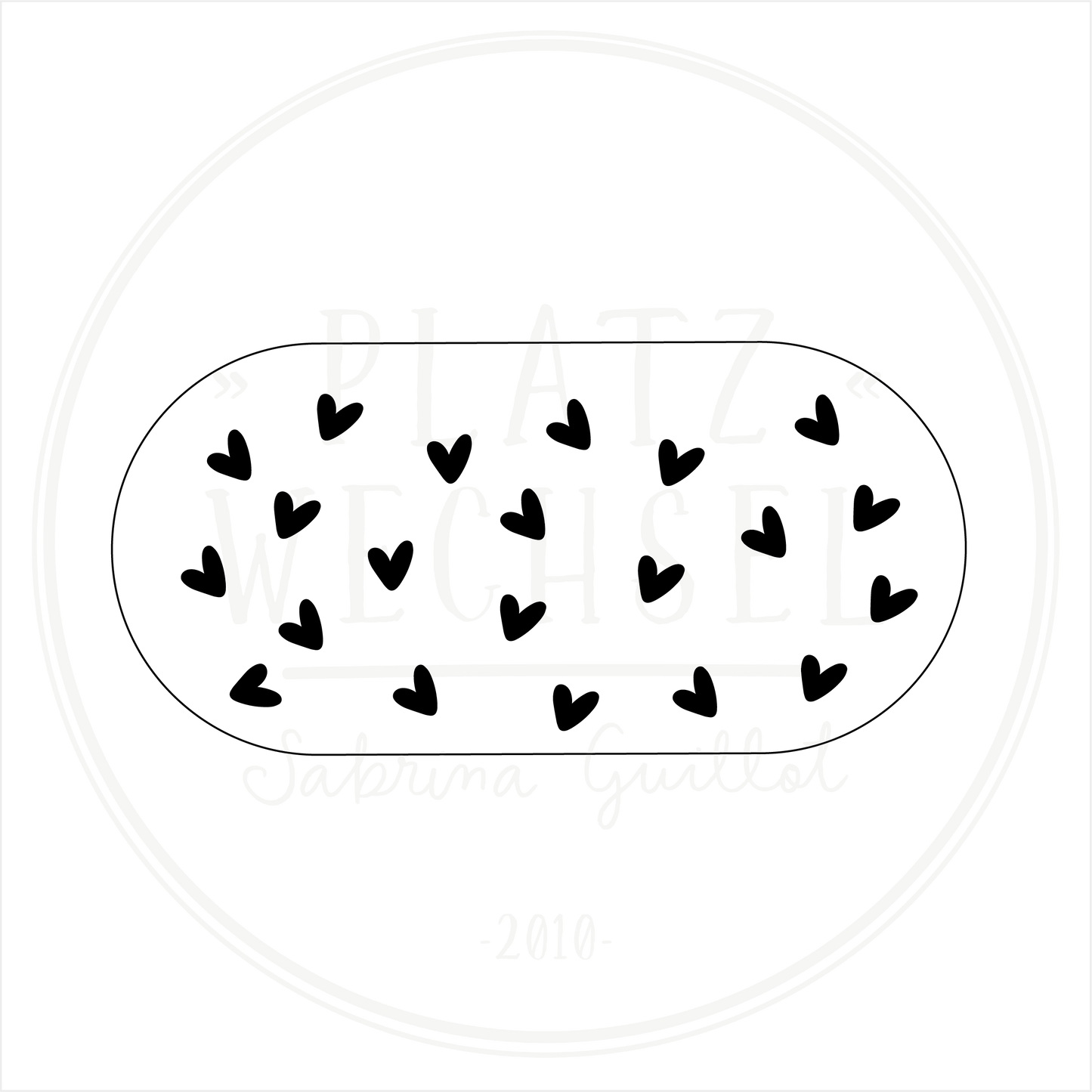 Schablone I "Herzen" I Oval 16,4 x 7,9 cm