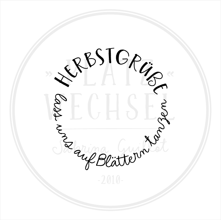 Holzstempel | Herbstgrüße - lass uns auf Blättern tanzen | 5 x 5 cm