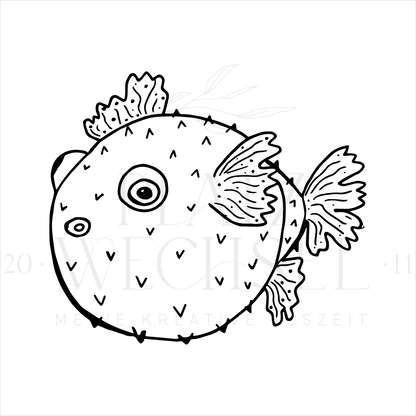 Holzstempel | Kugelfisch | 5 x 5 cm