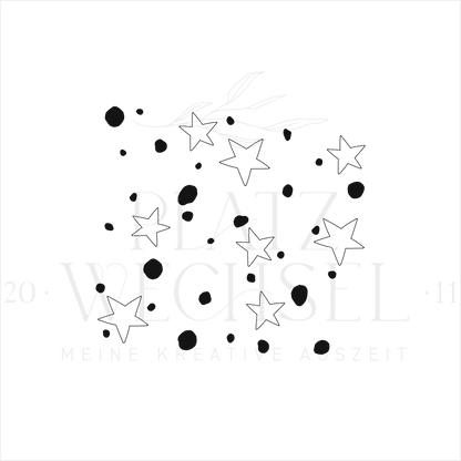 Holzstempel | Flächenstempel Sterne und Punkte | 5 x 5 cm