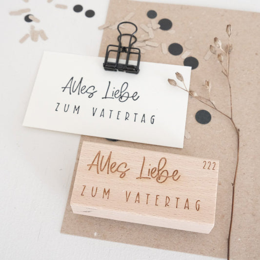 Holzstempel 3x6cm mit dem Text "Alles liebe zum Vatertag".