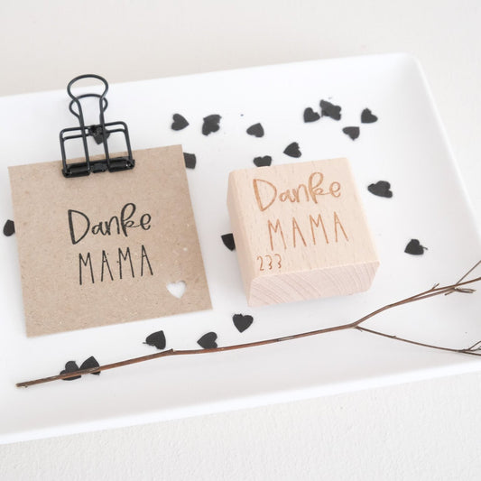 Holzstempel 3x3cm; Text "Danke Mama".