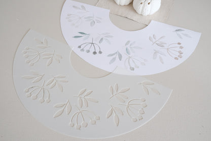 Schablone zum erstellen von Lampenschirm aus Papier. Mit Herbstmotiven die sich mit Strukturpaste auf das Papier übertragen lassen.