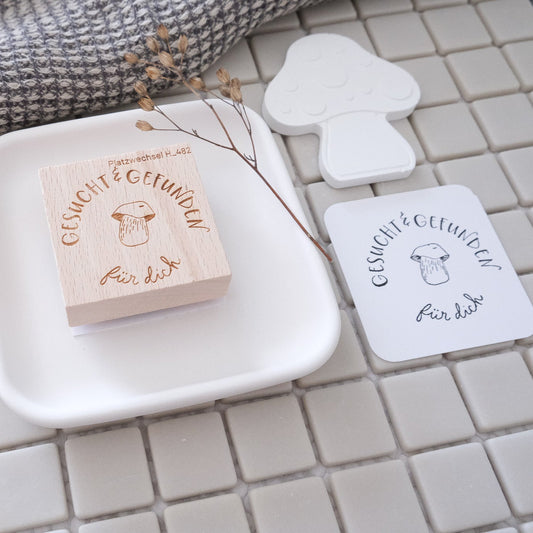 Holzstempel "Gesucht & Gefunden - für Dich" 5 cm mal 5 cm