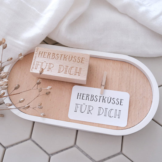 Holzstempel 3 x6 cm mit Text Herbstküsse für dich