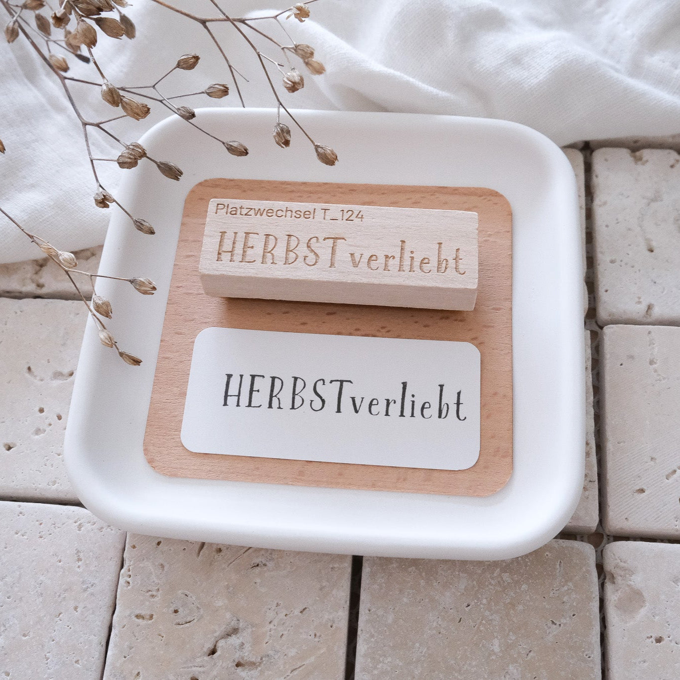 Textstempel "Herbstverliebt" 7 x 1 cm 
