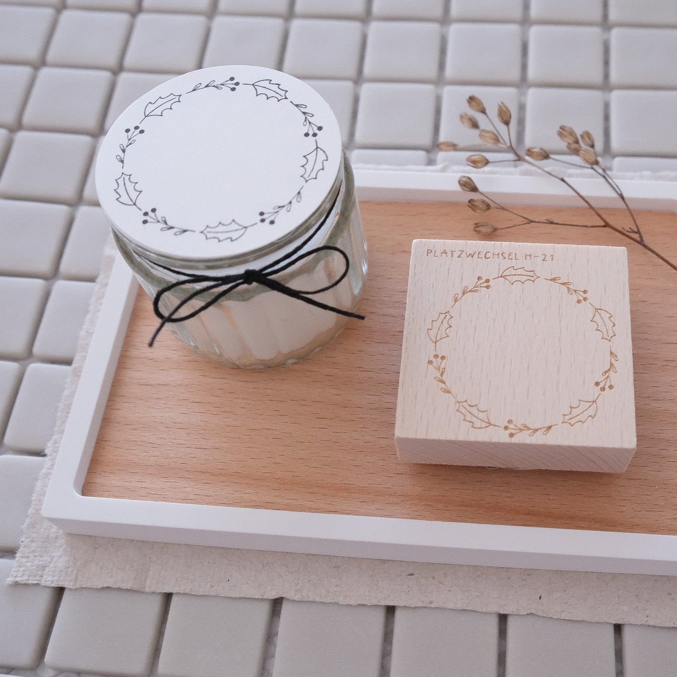 Holzstempel | Winterkranz | 5 x 5 cm