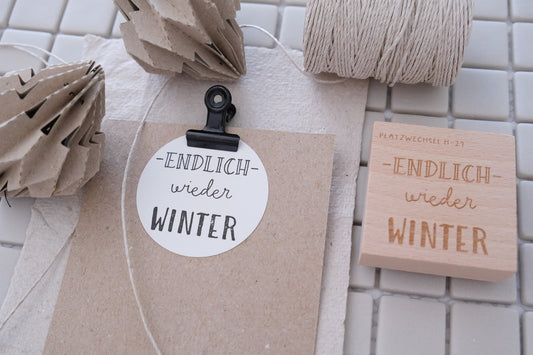 Holzstempel | Endlich wieder Winter | 5 x 5 cm
