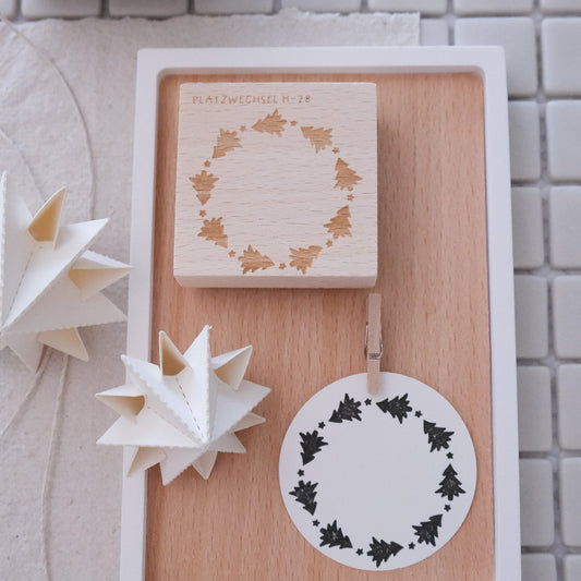 Holzstempel | Kranz Tannen | 5 x 5 cm