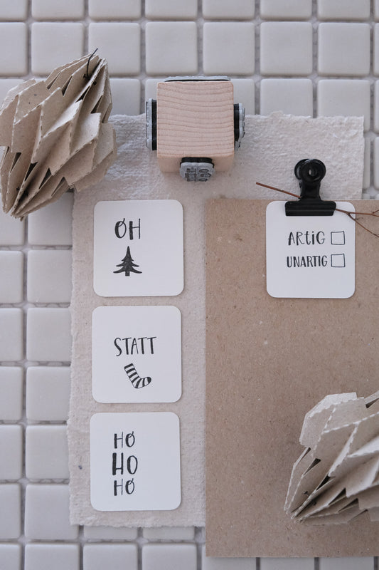 Würfel Holzstempel | 4 Motive Weihnachten | 3 x 3 cm