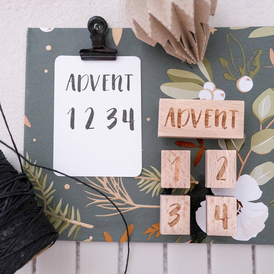 Stempel Set Advent und Zahlen 1 bis 4