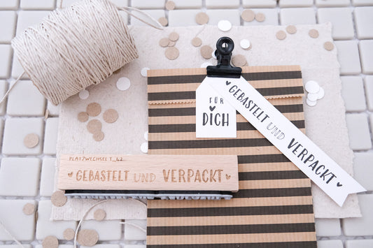 Textstempel gebastelt und verpackt