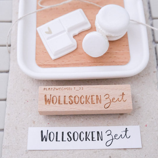 Textstempel 2 x 7 cm "Wollsocken Zeit"