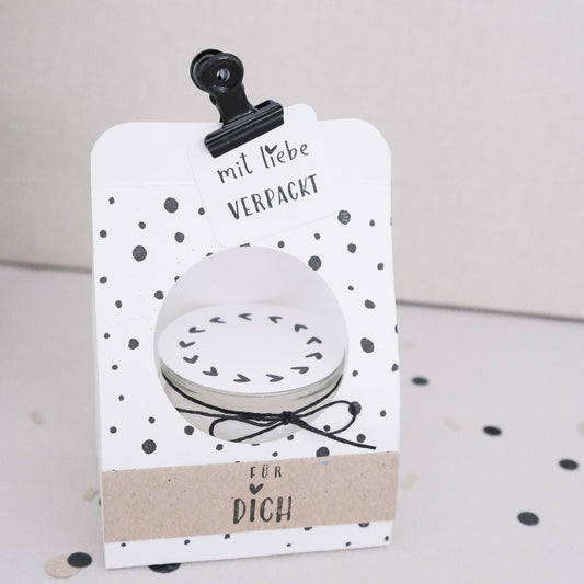 Holzstempel 3 x 3 cm "mit Liebe verpackt"