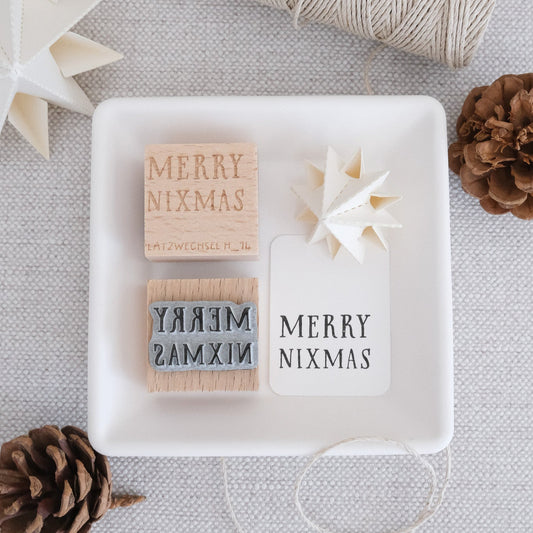 Holzstempel |  Merry Nixmas | 3 x 3 cm