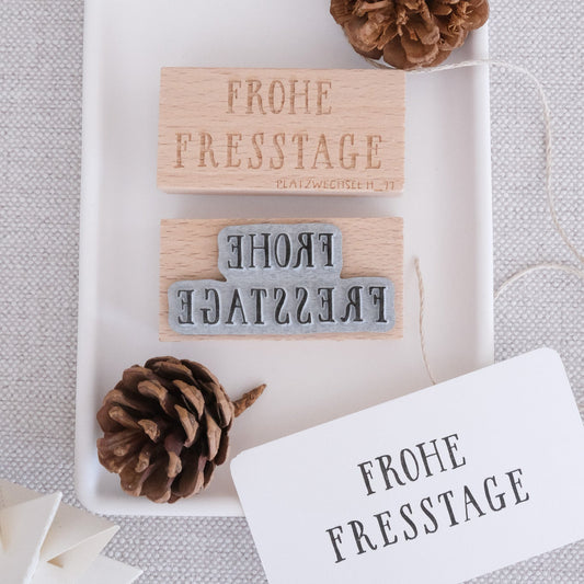 Holzstempel | Frohe Fresstage | 3 x 6 cm