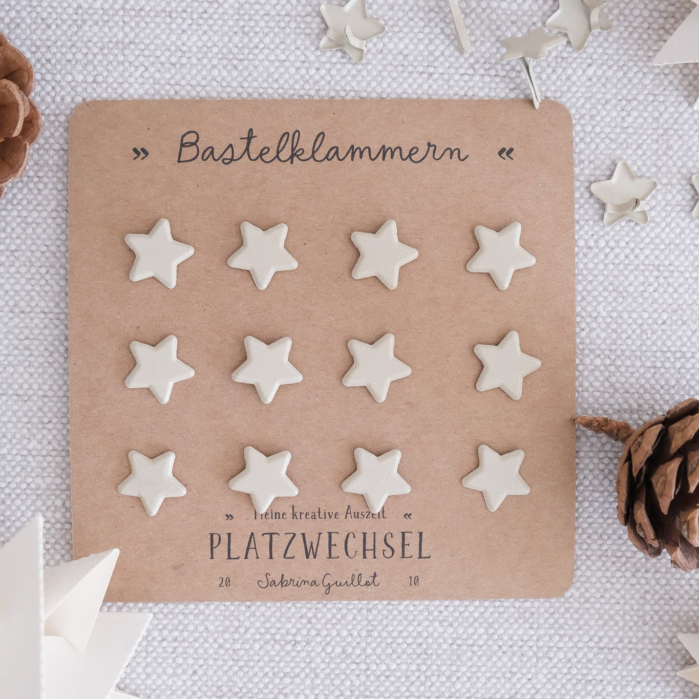Papierklammer Stern Beige 12 Stk.