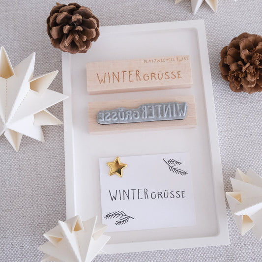 Textstempel |  Wintergrüsse | 6 cm