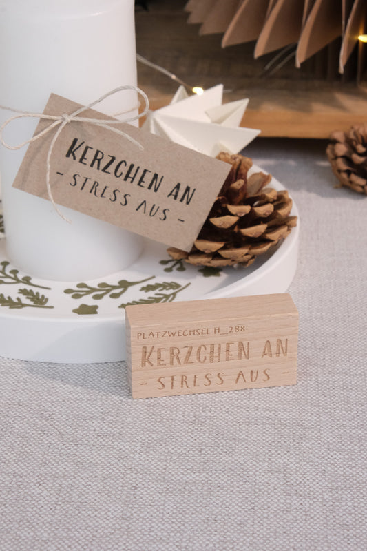 Holzstempel | Kerzchen an. Stress aus. | 3 x 6 cm