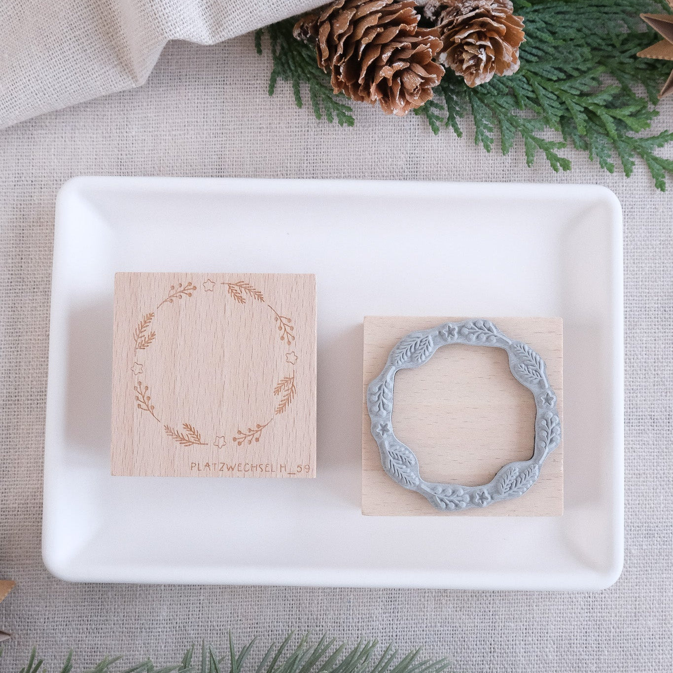 Holzstempel |  Kranz Winterzauber | 5 x 5 cm
