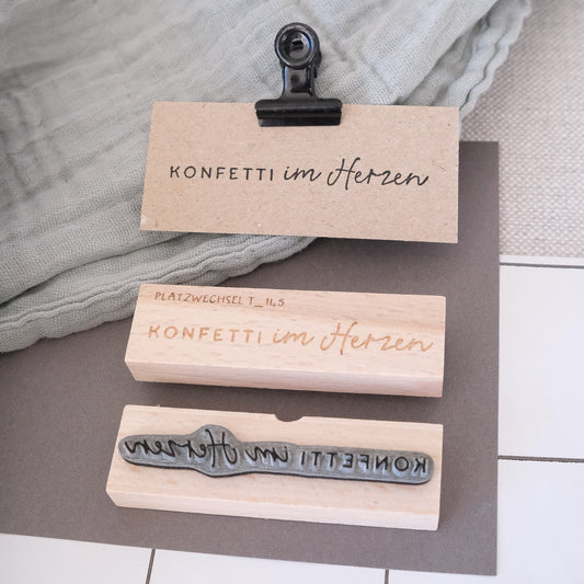 Textstempel | Konfetti im Herzen| 7 cm