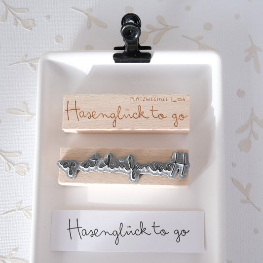 Textstempel | Hasenglück to go | 7 cm